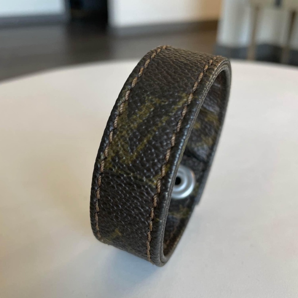 Brown Leather Bracelet genuine upcycled from a bag strap